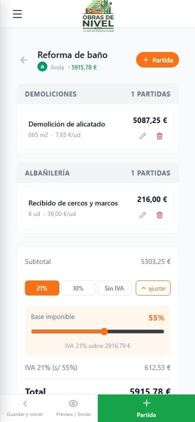 Presupuestador móvil